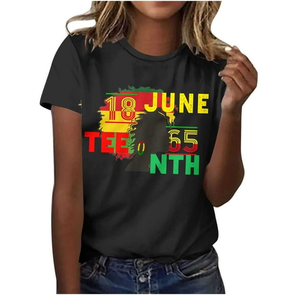 Tnhcen Women's Month Print Crewneck Loose Fit T-Shirt | Plus Size (S-5XL) Casual Summer Tops