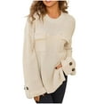 thumbnail image 1 of Tnhcen Women's Knit Sweater Round Neck Casual Top Soft Acrylic Pullover Front Pocket Comfort Wear Relaxed Fit S-XL, 1 of 9