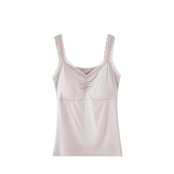 Tnhcen Women's Lace Trimmed Sleepwear with Built-in Cups Modal-Cotton-Poly Free Size Sexy Off-Shoulder Bralette for Home/Outdoors