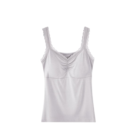 Tnhcen Women's Lace Trimmed Sleepwear with Built-in Cups Modal-Cotton-Poly Free Size Sexy Off-Shoulder Bralette for Home/Outdoors