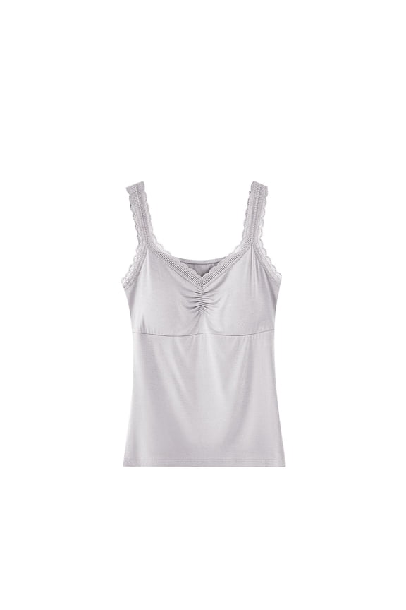 Women's Lace Trimmed Sleepwear with Built-in Cups Modal-Cotton-Poly Free Size Sexy Off-Shoulder Bralette for Home/Outdoors