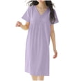 thumbnail image 1 of Tnhcen Women's Lace V Neck Short Sleeve Sleep Dress | Built-in Bra Lounge Pajamas Long Nightgown Casual Home Wear M-2XL, 1 of 8