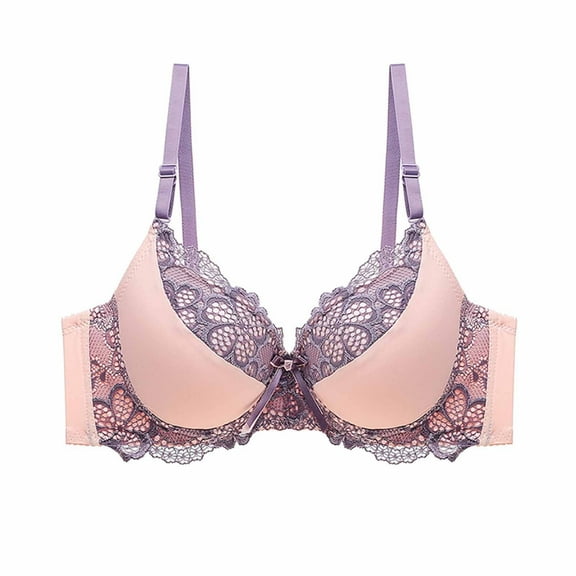 Tnhcen Women's Lace with Color Double Breasted Push Up Bra Everyday Underwear Ladies Gift Comfort Wireless Bra Bandeau Bra