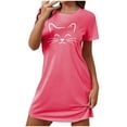 thumbnail image 1 of Tnhcen Women's Large Size Milk Silk Loungewear Double-Sided Brushed Short Dress Round Neck Short Sleeve Summer Cute Pattern Soft Polyester Spandex S-2XL, 1 of 5