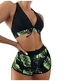 thumbnail image 1 of Tnhcen Women's Leaf Print Bikini Set Two - Piece Swimsuit High Waisted Shorts Spaghetti Strap Adjustable Tie Front Summer Bathing Suit Swimsuits for Women S - XL, 1 of 5