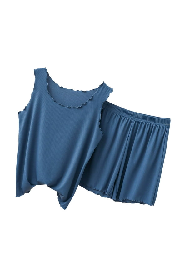 Women's Leisure Loose-Fit Vest Shorts Pajama Set Soft Pure Color Cotton Modal Polyester L-2XL Casual Home & Daily Wear