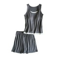 thumbnail image 1 of Tnhcen Women's Lightweight Built-in Bra Camisole Pajama Set Breathable Sleepwear Shorts 2-Piece Loungewear Comfortable M-2XL Gray, 1 of 6