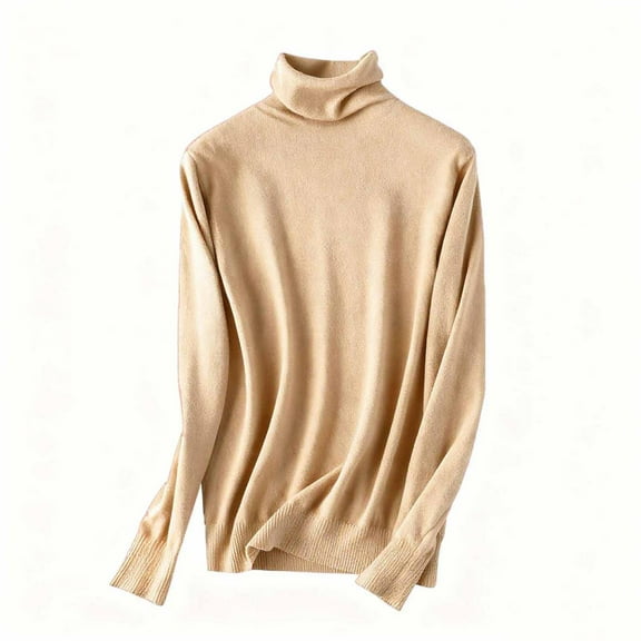 Tnhcen Women's Lightweight Turtleneck Sweater Fall Soft Stretch Knit Top Classic Solid Color Long Sleeve Shirt Comfortable High Neck Pullover S-2XL
