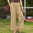 thumbnail image 1 of Tnhcen Women's Linen Blend Drawstring Pants - Casual Wide Leg Trousers with Pockets Spring Autumn Lightweight Relaxed Fit for Plus Size S-5XL, 1 of 6
