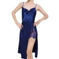 thumbnail image 1 of Tnhcen Women's Lingerie Satin Lace Pajama High Side-Slit Nightgown Slim Sexy Large V-neck Sleepwear Lounge Home Clothes S-2XL, 1 of 7