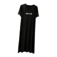 thumbnail image 1 of Tnhcen Women's Long Loose Modal Cotton Polyester Short Sleeve Nightgown Casual Sleepwear Dress, Loose Fit Plus Size M - XL, 1 of 5