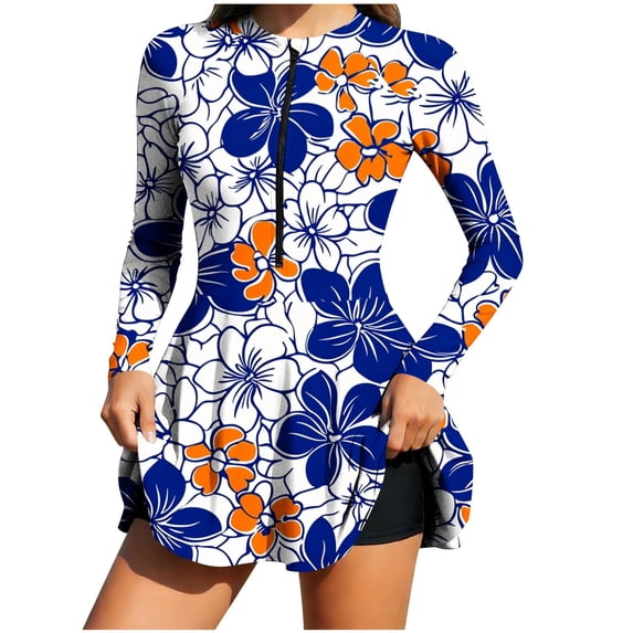 Tnhcen Women's Long Sleeve High Neck Swimsuit Set with Built - in Bra + Swim Pants, Modest Rash Guard Surfing Swimwear for Water Sports Tankini Beach Cover Up