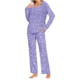 thumbnail image 1 of Tnhcen Women's Long Sleeve Pajamas Set Casual Sleepwear Outfits Loose Top and Pants Homewear S-3XL, 1 of 5
