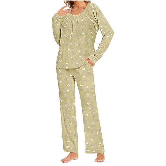 Tnhcen Women's Long Sleeve Pajamas Set Casual Sleepwear Outfits Loose Top and Pants Homewear S-3XL