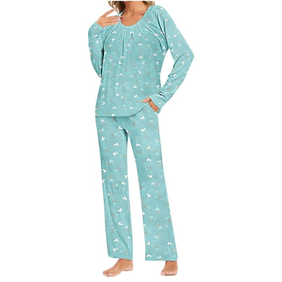 Tnhcen Women's Long Sleeve Pajamas Set Casual Sleepwear Outfits Loose Top and Pants Homewear S-3XL