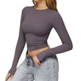 thumbnail image 1 of Tnhcen Women's Long Sleeve Yoga Top Slim Fit, High Waist Workout Shirt, Quick Dry Naked Feeling Fitness Apparel, High Elasticity Tops for Gym, Yoga, Training, Size XS-L, 1 of 9