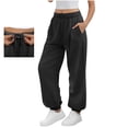 thumbnail image 1 of Tnhcen Women's Loose Fit Jogger Pants with Pockets Ankle Cuff Sweatpants Elastic Waist Athletic Lounge Black Pants S-2XL, 1 of 9