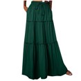 thumbnail image 1 of Tnhcen Women's Maxi Skirt Elastic Waist Drawstring Pockets Ruffle Trim Solid Color Plus Size Skirt S-2XL Casual Long Skirt for Women Beach Boho Skirt Summer Skirts, 1 of 7