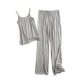thumbnail image 1 of Tnhcen Women's Modal Camisole Pajama Set Ruffle Edge Lounge Wear Sleepwear Comfortable 2 Piece Set M-3XL Multiple Colors Available Gray, 1 of 3