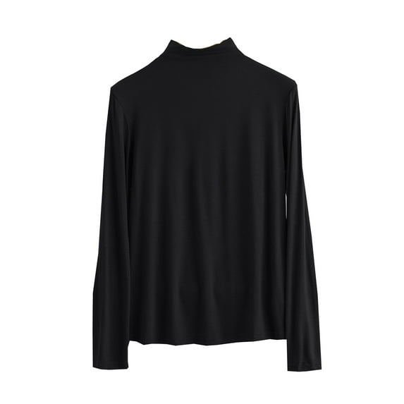 Tnhcen Women's Modal Cotton Blend Long Sleeve Basic Top – Semi-High Neck Thin Style 4 Seasons Wear | Soft Stylish Underwear M-2XL | Versatile Daily Wear