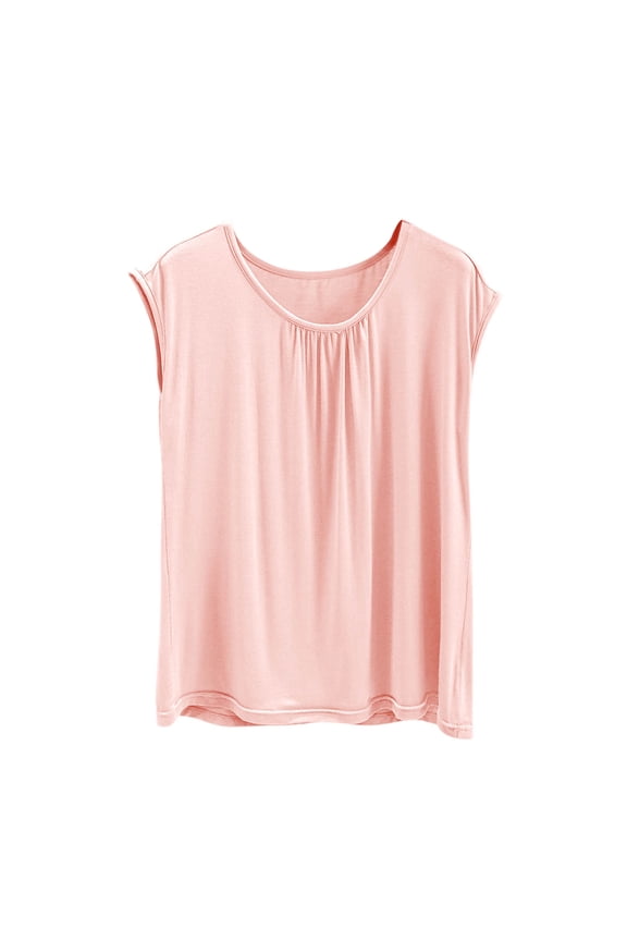 Women's Modal Cotton Polyester Short Sleeve Pajama Top Loose Fit Knit Waist Comfortable Breathable Casual Sleepwear M - 2XL, Solid