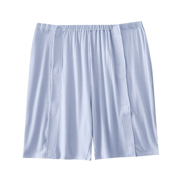 Tnhcen Women's Modal One-Piece Medical Pajama Magic Tape Closure with Shorts Design for Bedridden Patients Lightweight Summer Care Wear M-2XL