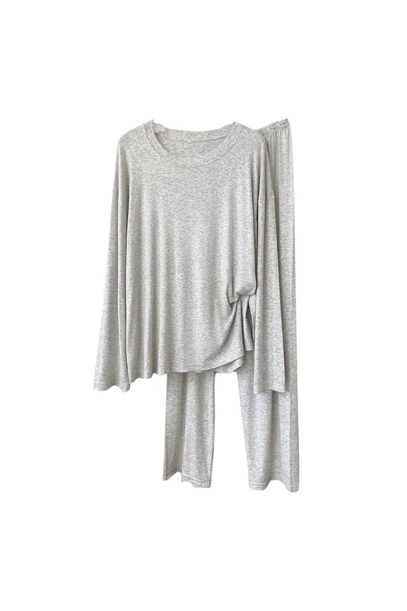 Women's Modal Pajama Set Long Sleeve Round Neck Sleepwear Soft Comfortable Loungewear 20% Modal 40% Cotton 40% Polyester M-2XL