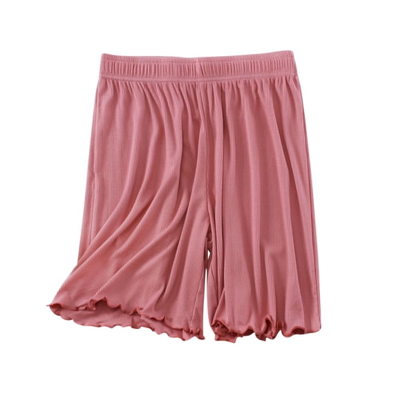 Tnhcen Women's Modal Ribbed Lounge Pants Adjustable Waistband Knee-Length Sleepwear Comfortable Home Wear Solid Color M-3XL Red