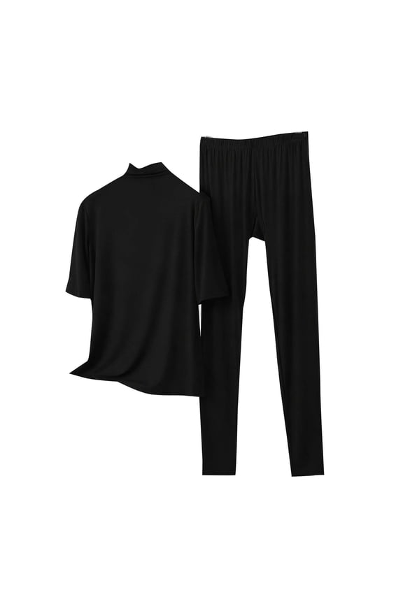 Women's Modal Sleepwear Set Casual Loungewear High Neck Mid Sleeve Spring Autumn Pajama Set Plus Size M - 5XL Soft 20% Modal 40% Cotton 40% Polyester Nightwear