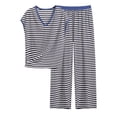 thumbnail image 1 of Tnhcen Women's Modal Stripe Plus Size Sleep Set V-Neck Sleeveless Top & Loose Pants with Side Pockets XL-8XL Loungewear Two-Piece Set, 1 of 4