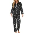 thumbnail image 1 of Tnhcen Women's Moon Star Print Sleepwear Set - 2-Piece Long Sleeve Button-Up Shirt with Elastic Waist Pants | Soft Stretchy Cozy Pajamas for Women S-XL, 1 of 6