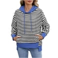 thumbnail image 1 of Tnhcen Women's New Fall Striped Hoodie Sweatshirt - Casual Oversized Tops with Pockets Plus Size Stretchy Striped Tops (S-2XL), 1 of 8