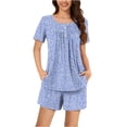 thumbnail image 1 of Tnhcen Women's New Summer Short Sleeve Pajama Set 2 Piece Lounge Sleepwear V-Neck Short Sleeve Shorts With Pockets Ladies Pjs S-3XL, 1 of 6