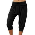 thumbnail image 1 of Tnhcen Women's Olive Green Drawstring Waist Cuffed 7-Inch Pants, Casual Loose Baggy Aladdin Pants Plus Size Comfy Trousers S-2XL, 1 of 4