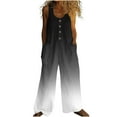 thumbnail image 1 of Tnhcen Women’s Ombre Button Sleeveless Jumpsuit with Pockets - Lightweight Overalls for Women Summer Casual Romper with Round Neck Loose Fit Casual Overalls S-2XL, 1 of 5