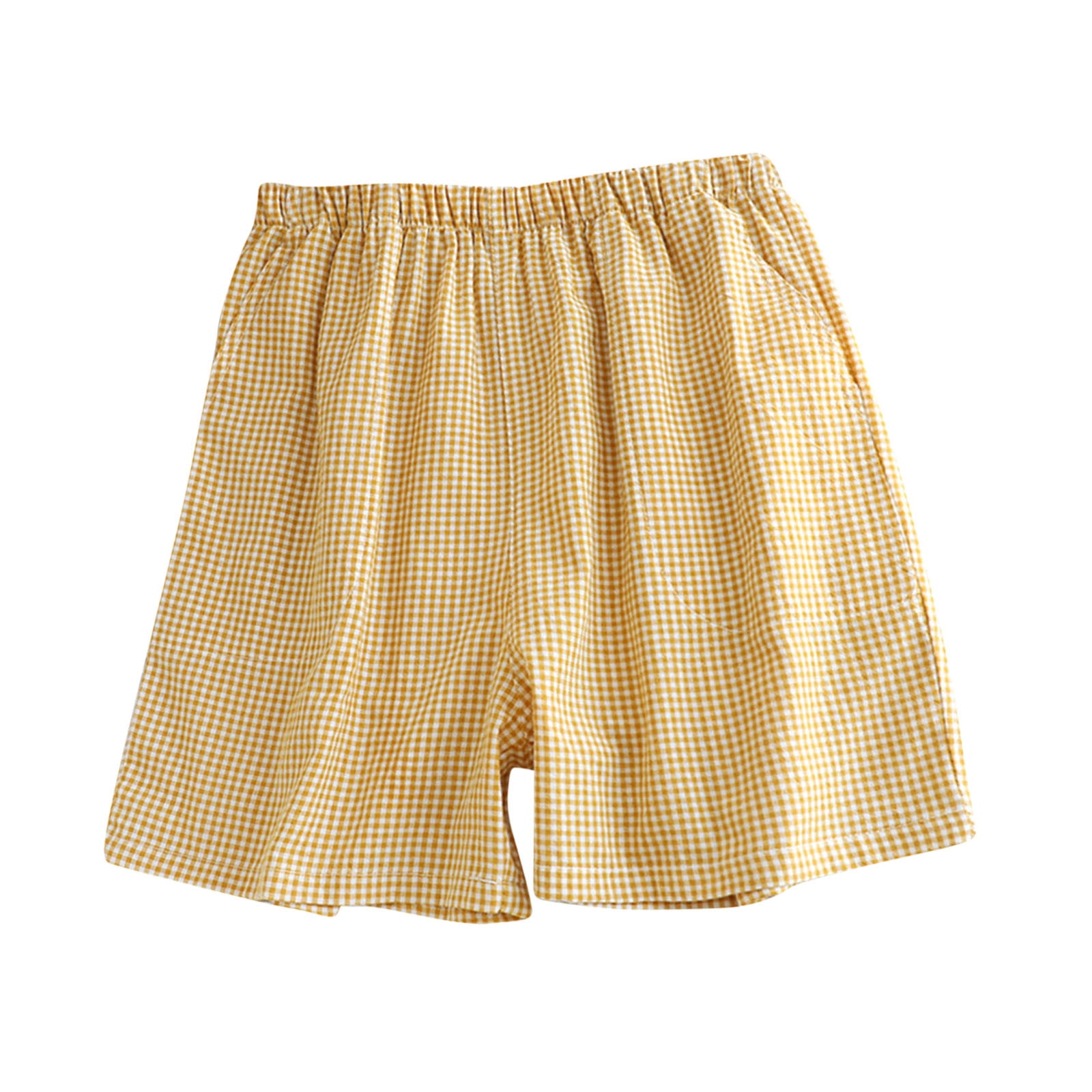 Tnhcen Women's Organic Cotton Plaid Sleep Shorts Loose Fit Summer Pajama Shorts for Women Soft Breathable Home Wear M-XL