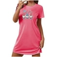 thumbnail image 1 of Tnhcen Women's Oversized Short Nightgown Printed Round Neck and Short Sleeves Dress Satin Nightgown Womens Nightwear Plus Night Shirts for Women Sleepwear Womens Chemise, 1 of 6