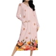 thumbnail image 1 of Tnhcen Women's Pajama Dress Long Sleeve Floral Print Loose Fit Zipper Front Sleepwear Night Dress Home Wear Lounge Dress Slit Sleeve Double-Sided Fleece S-2XL, 1 of 9