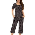 thumbnail image 1 of Tnhcen Women's Pajama Sets Short Sleeve Capri Pants 2 Piece Homewear With Pockets, 1 of 4
