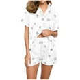thumbnail image 1 of Tnhcen Women's Pajamas Set Short Sleeve Button Down Top Lounge Shorts Sleepwear​ S-2XL, 1 of 5