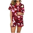 thumbnail image 1 of Tnhcen Women's Pajamas Set Short Sleeve Nightwear Soft Button Down Pjs Set 2 Piece Lounge Set With Pockets, 1 of 4