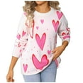 thumbnail image 1 of Tnhcen Women's Pink Heart Print Sweater Cute Valentine's Day Knit Top Soft Acrylic Long Sleeve Crewneck Casual Romantic Love Pattern Sweater Cozy Fall Winter Y2K Fashion, 1 of 8