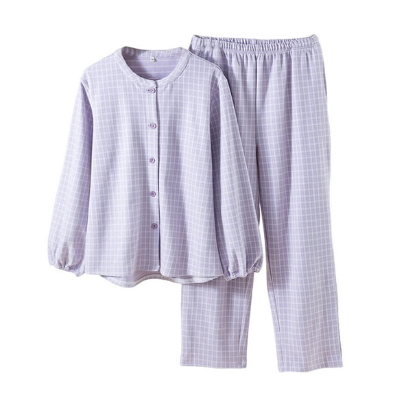 Tnhcen Women's Plaid Pajama Set Winter Warm Fleece Sleepwear Nightwear Lounge Set Soft Cardigan Pajamas Cozy Winter Pajamas for Women