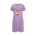thumbnail image 1 of Tnhcen Women's Plus Size Christmas Cute Print Crewneck Short Sleeve Sleepdress | Festive Holiday Pajamas | Soft Polyester Spandex | S-2XL, 1 of 5