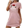 thumbnail image 1 of Tnhcen Women's Plus Size Christmas Milk Silk Double-Sided Brushed Short Sleepwear Dress | Cute Crewneck Print | Polyester Spandex | S-2XL, 1 of 2