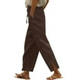 thumbnail image 1 of Tnhcen Women's Plus Size Cotton Wide Leg Pants · Drawstring Waist Palazzo Trousers · Breathable Loose Fit Casual Pant 3XL-5XL · Split Hem Comfort Lounge Wear, 1 of 6