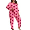 thumbnail image 1 of Tnhcen Women’s Plus Size Cozy Printed Pajamas Set Long Sleeve Button-Up Top Elastic Waist Pants Trendy Loungewear Set XL-5XL, 1 of 6
