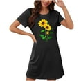 thumbnail image 1 of Tnhcen Women's Plus Size Cute Cartoon Sunflower Print Short Nightgown Round Neck Short Sleeve Sleep Dress Milk Silk Double-Sided Fleece S-2XL Sleepwear & Loungewear, 1 of 2