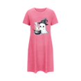 thumbnail image 1 of Tnhcen Women's Plus Size Halloween Nightgown Short Sleeve Round Neck Ghost Print Sleepwear Spooky Season Home Dress 3XL-5XL Hot Pink, 1 of 4