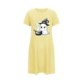 thumbnail image 1 of Tnhcen Women's Plus Size Halloween Nightgown Short Sleeve Round Neck Ghost Print Sleepwear Spooky Season Home Dress 3XL-5XL Yellow, 1 of 4